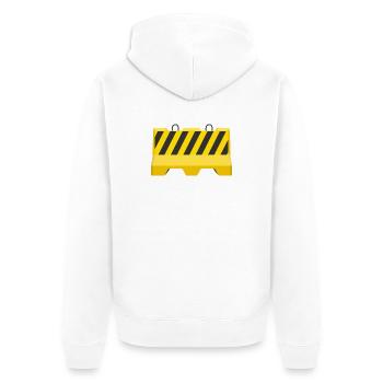 Warn-Straßenbarriere-Symbol - Unisex Premium Bio Zip Hoodie - Weiß - Hinten - Thijin (182cm)