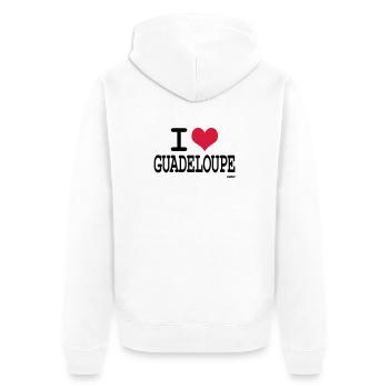 J'aime la guadeloupe - couleurs personnalisables - Veste à capuche bio Premium Unisexe - blanc - Dos - Thijin (182cm)