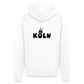 Köln mit Kölner Dom - Unisex Premium Bio Zip Hoodie - Weiß - Hinten - Thijin (182cm)