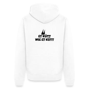 Köln Spruch Et kütt wie et kütt mit Kölner Dom - Unisex Premium Bio Zip Hoodie - Weiß - Hinten - Thijin (182cm)