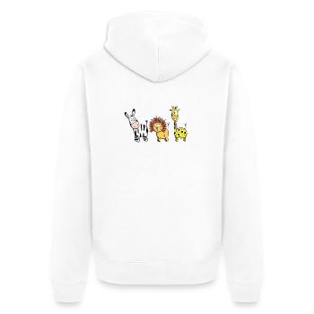 Happy Wildtiere Comic I Beste Freunde Tiere - Unisex Premium Bio Zip Hoodie - Weiß - Hinten - Thijin (182cm)