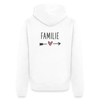 Familie Herz Pfeil Liebe Amor Zusammenhalt - Unisex Premium Bio Zip Hoodie - Weiß - Hinten - Thijin (182cm)