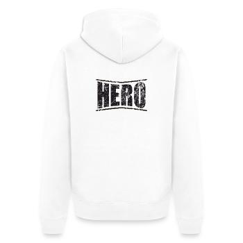 hero hero Held héroe héros monochrome text - Unisex Premium Organic Zip Hoodie - white - Back - Thijin (182cm)