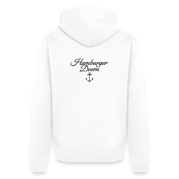 Hamburger Deern Classic Anker Hamburg - Unisex Premium Bio Zip Hoodie - Weiß - Hinten - Thijin (182cm)