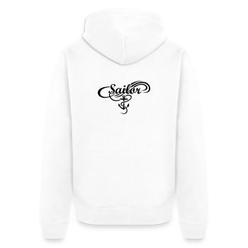 Sailor Anker Waves Segler Segel Segeln - Unisex Premium Bio Zip Hoodie - Weiß - Hinten - Thijin (182cm)
