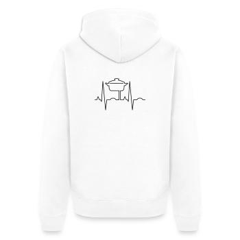 Herzschlag mit Topf - Unisex Premium Bio Zip Hoodie - Weiß - Hinten - Thijin (182cm)
