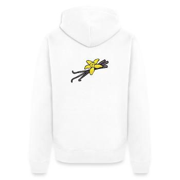 Vanilleblüte mit drei Vanilleschoten - Unisex Premium Bio Zip Hoodie - Weiß - Hinten - Thijin (182cm)