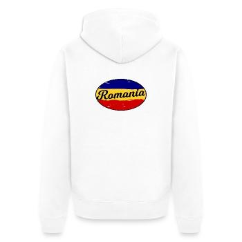 Die Farben von Rumänien - Unisex Premium Bio Zip Hoodie - Weiß - Hinten - Thijin (182cm)