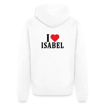t-shirt I love Isabel t-shirt gift idea - Unisex Premium Organic Zip Hoodie - white - Back - Thijin (182cm)