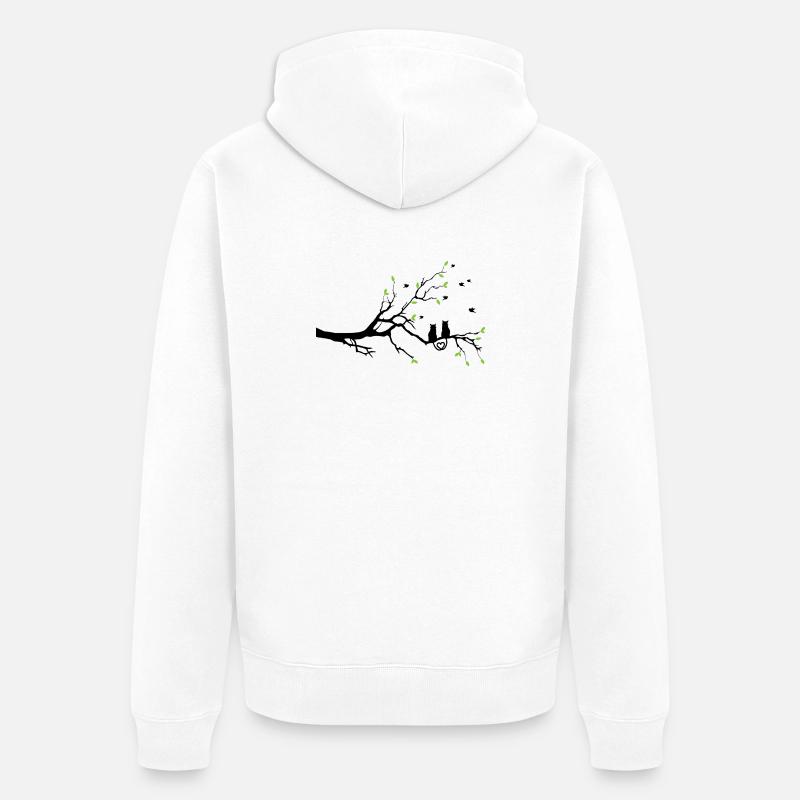 Rameau nocturne à feuilles vertes - Veste à capuche bio Premium Unisexe - blanc