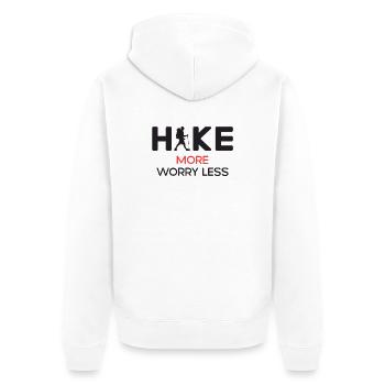 Hike More Worry Less - Hiking Gift - Unisex Premium Organic Zip Hoodie - white - Back - Thijin (182cm)