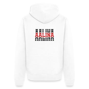 Aalina t-shirt t-shirt empilé texte idée cadeau - Veste à capuche bio Premium Unisexe - blanc - Dos - Thijin (182cm)