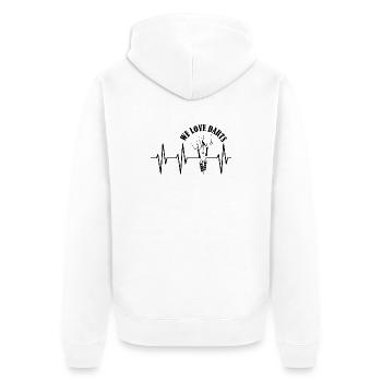 we love darts dartsport verein team Logo Symbol - Unisex Premium Bio Zip Hoodie - Weiß - Hinten - Thijin (182cm)