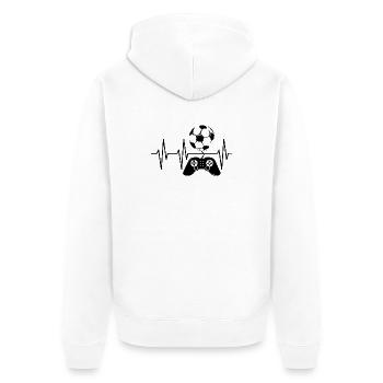 Fußball gamer gaming Puls Herzschlag Team Spieler - Unisex Premium Bio Zip Hoodie - Weiß - Hinten - Thijin (182cm)