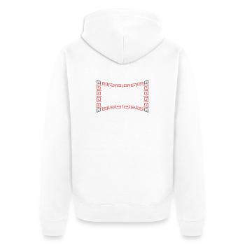 Rahmen Muster rot - Unisex Premium Bio Zip Hoodie - Weiß - Hinten - Thijin (182cm)