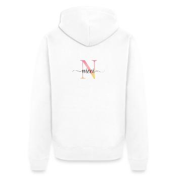 N | Monogramm | Name | Nicci |Watercolor - Unisex Premium Bio Zip Hoodie - Weiß - Hinten - Thijin (182cm)