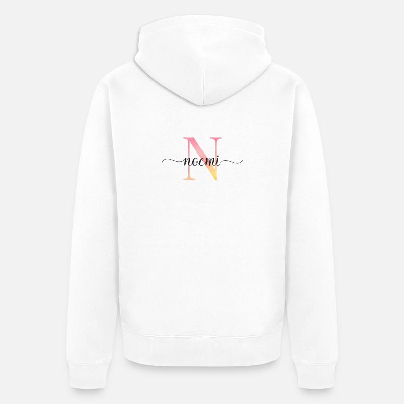 N | Monogramme | Nom | Noemi |Aquarelle - Veste à capuche bio Premium Unisexe - blanc