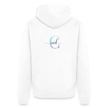 C| Monogramme | Nom | Carl | Aquarelle - Veste à capuche bio Premium Unisexe - blanc - Dos - Thijin (182cm)