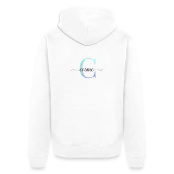 C| Monogramm | Name | Cosmo| Watercolor - Unisex Premium Bio Zip Hoodie - Weiß - Hinten - Thijin (182cm)