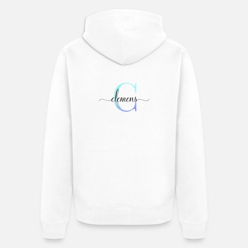 C| Monogramme | Nom | Clément| Aquarelle - Veste à capuche bio Premium Unisexe - blanc