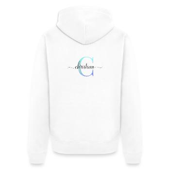 C| Monogramme | Nom | Chrétien| Aquarelle - Veste à capuche bio Premium Unisexe - blanc - Dos - Thijin (182cm)