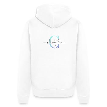C| Monogramme | Nom | Christoph | Aquarelle - Veste à capuche bio Premium Unisexe - blanc - Dos - Thijin (182cm)