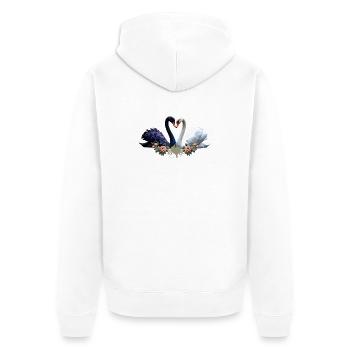 Lien éternel, cygnes noirs et blancs amoureux - Veste à capuche bio Premium Unisexe - blanc - Dos - Thijin (182cm)