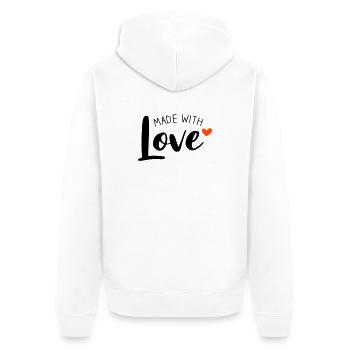 Made With Love zweifarbig - Unisex Premium Bio Zip Hoodie - Weiß - Hinten - Thijin (182cm)