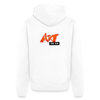 250609 ART to go - Unisex Premium Bio Zip Hoodie - Weiß - Hinten - Thijin (182cm)