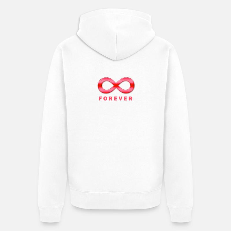 Symbole de l’infini en rose éclatant - Veste à capuche bio Premium Unisexe - blanc