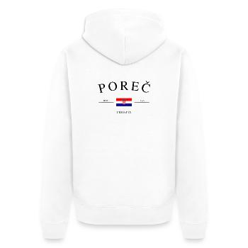Poreč Kroatien – Urlaub Souvenir & Geschenk - Unisex Premium Bio Zip Hoodie - Weiß - Hinten - Thijin (182cm)