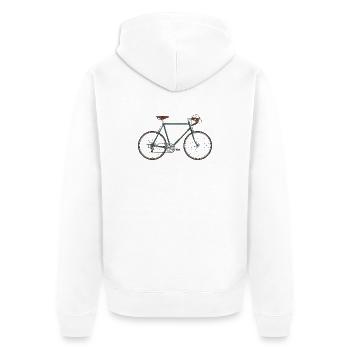 Vintage bicycle design with leather handles - Unisex Premium Organic Zip Hoodie - white - Back - Thijin (182cm)