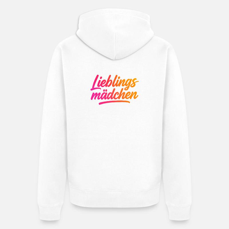 Fille préférée - Typographie Brush Script | Moisissure - Veste à capuche bio Premium Unisexe - blanc