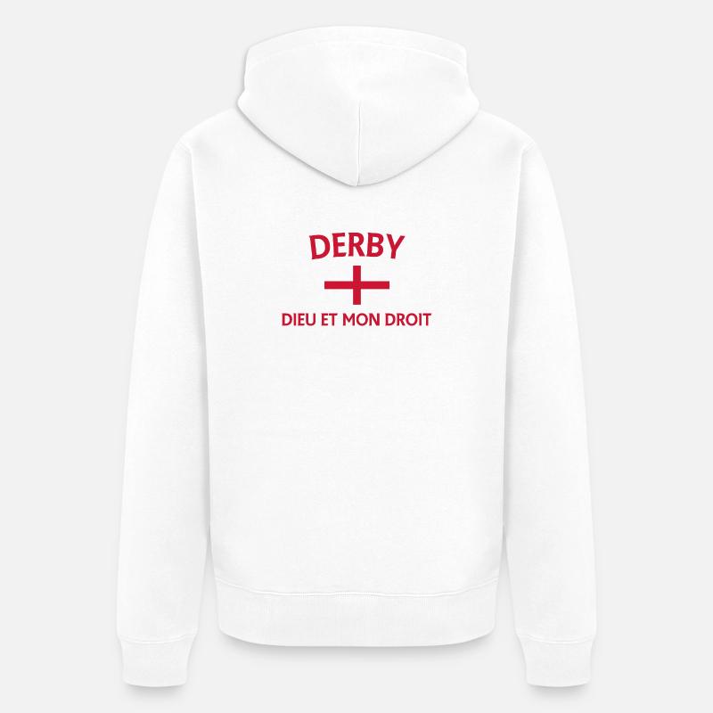 Derby Angleterre Dieu et mon droit - Veste à capuche bio Premium Unisexe - blanc