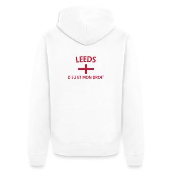 Leeds France Motif T shirt - Unisex Premium Organic Zip Hoodie - white - Back - Thijin (182cm)