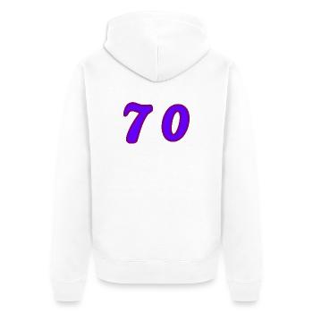 70. 70 ANS. 70e ANNIVERSAIRE. ANNIVERSAIRE 70 ANS. - Veste à capuche bio Premium Unisexe - blanc - Dos - Thijin (182cm)