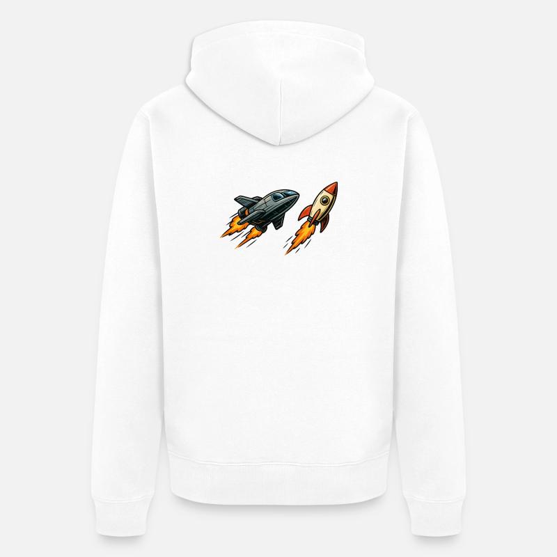 Espace de dessin animé Rocket Sprint - Veste à capuche bio Premium Unisexe - blanc