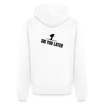 Ski You Later – Lustiger Ski Spruch - Unisex Premium Bio Zip Hoodie - Weiß - Hinten - Thijin (182cm)