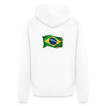 Brasilianische Flagge Brasilien - Unisex Premium Bio Zip Hoodie - Weiß - Hinten - Thijin (182cm)