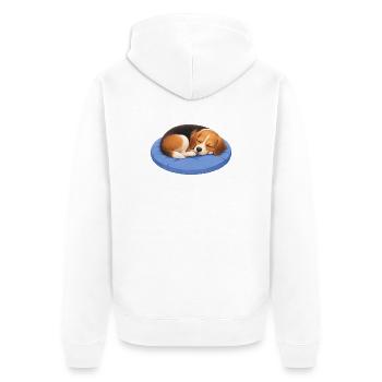 Cute Beagle Cartoon Cuddle Sleeping Chillout - Unisex Premium Organic Zip Hoodie - white - Back - Thijin (182cm)