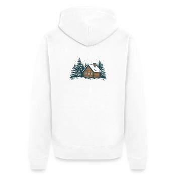Winterwaldhütte - Unisex Premium Bio Zip Hoodie - Weiß - Hinten - Thijin (182cm)