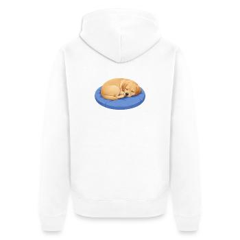 Süßer Labrador Retriever Cartoon Hund Kuscheln - Unisex Premium Bio Zip Hoodie - Weiß - Hinten - Thijin (182cm)
