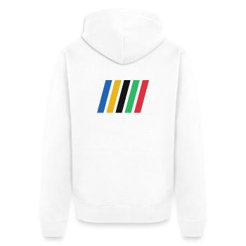 Bandes de couleur - Veste à capuche bio Premium Unisexe - blanc - Dos - Thijin (182cm)