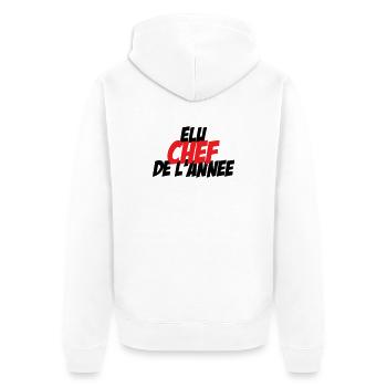 Elected Chef of the Year - Unisex Premium Organic Zip Hoodie - white - Back - Thijin (182cm)