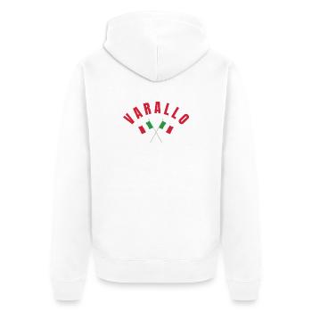 Varallo Italienische Kreuzflaggen - Unisex Premium Bio Zip Hoodie - Weiß - Hinten - Thijin (182cm)