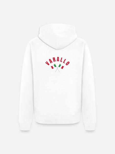 Varallo Italian Crossed Flags - Unisex Premium Organic Zip Hoodie - white