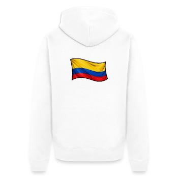 Kolumbianische Flagge im Wind - Unisex Premium Bio Zip Hoodie - Weiß - Hinten - Thijin (182cm)