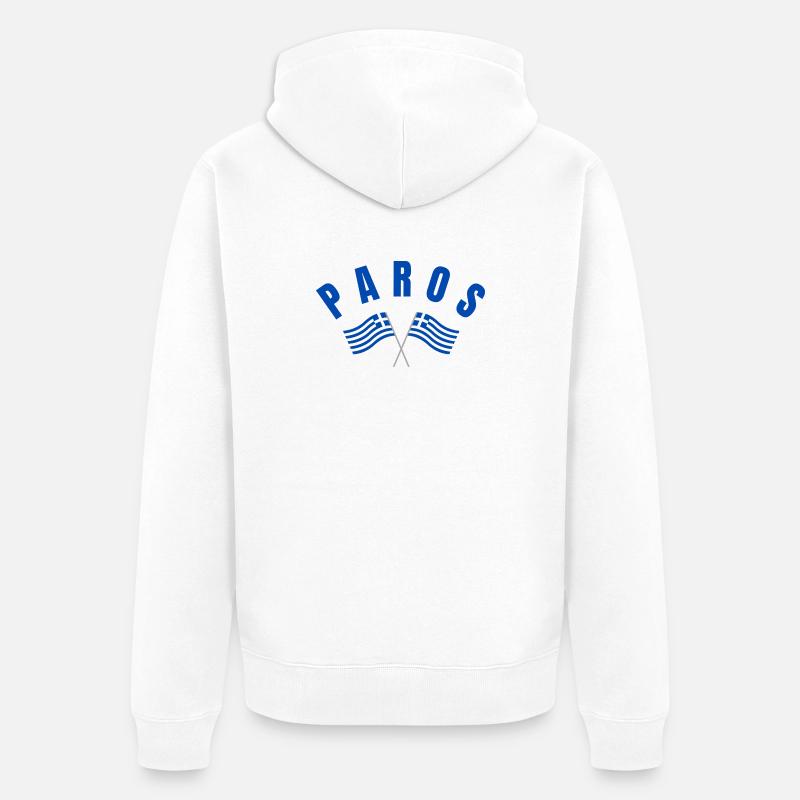 Emblème des drapeaux croisés de Paros - Veste à capuche bio Premium Unisexe - blanc