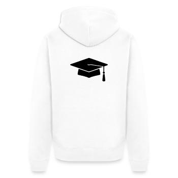 Doktorhut Abschluss Silhouette - Unisex Premium Bio Zip Hoodie - Weiß - Hinten - Thijin (182cm)