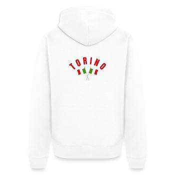 Torino Crest with Italian Flags - Unisex Premium Organic Zip Hoodie - white - Back - Thijin (182cm)
